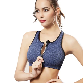 

Sports underwear women running shockproof vest fitness clothing thin section large size open zip sexy gathered bra