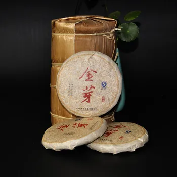

yun nan Pu'er Palace Ripe Tea Golden Bud Cake Menghai Fermented Cooked Tea Cake 100G Cake Tea