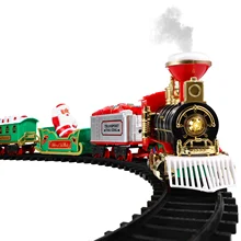 

Toyvian Christmas Train Set Electric Train with Sound Light Railway Tracks for Kids Gift Under The Christmas Tree