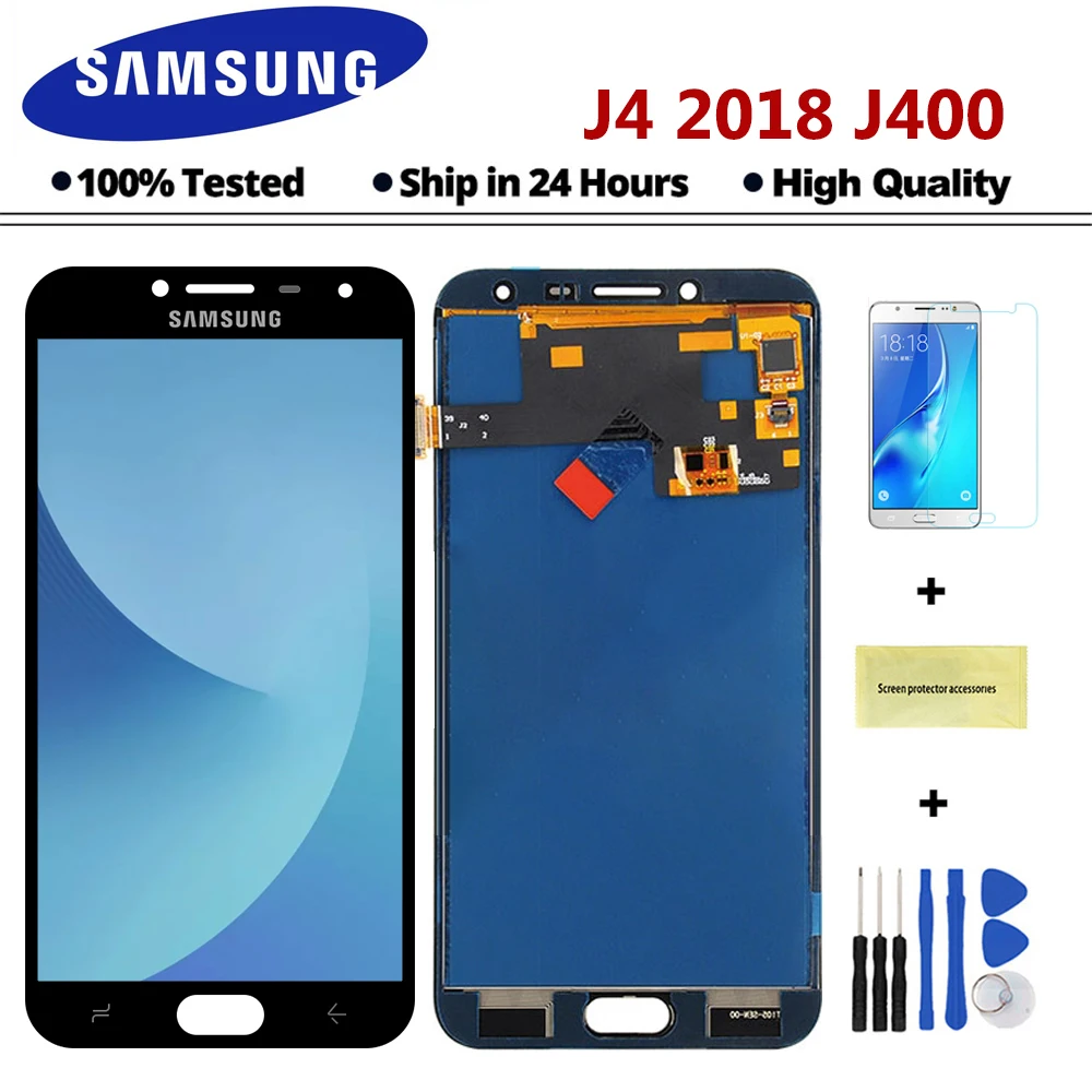 Регулировка яркости для samsung Galaxy J4 J400 J400F J400H J400M J400G/DS ЖК-дисплей сенсорный экран панель дигитайзер сборка