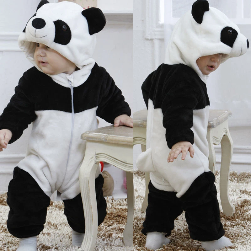 LHWY Baby Overall Winter Mädchen Jungen Kleinkind mit Kapuze Spielanzug Jumpsuit Cartoon Panda Reißverschluss Kleidung Baumwolle 