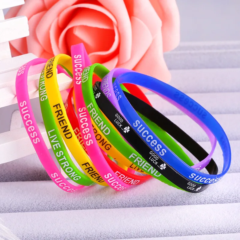 Sports Best Friend Printed Letters Luminous Silicone Bracelets & Bangles Women Fluorescent Rubber Fitness Wristband Bracelet Silicone Wristband