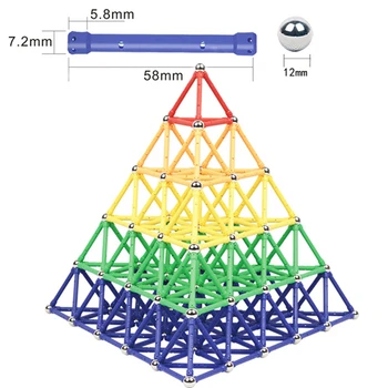 

5.8cm Long Sticks Magnetic Blocks Designer Set Magnet Bars & Steel Balls Modeling Building Toys For Children Gifts
