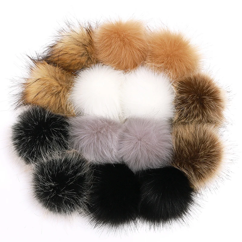 12Pcs Artificial fur ball imitated fox fur Ball DIY 8CM Faux Fur Fluffy Pompom Ball Natural Fur Pompon For Hats Bags Clothing 
