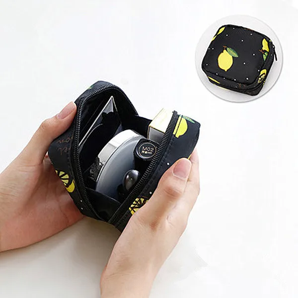 black lemon PURDORED, 1 шт., мини женская косметичка, 3D принт, для девушек, губная помада, косметичка, дорожный мешочек для косметики, помада, органайзер, чехол, Trousse - Цвет: black lemon