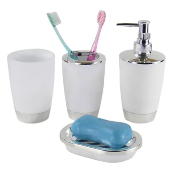 

4 Pcs/Set Bathroom Suit Plastic Shampoo Press Bottle Wash Gargle Cup Toothbrush Holder Soap Dish Bath Accessories SNO88