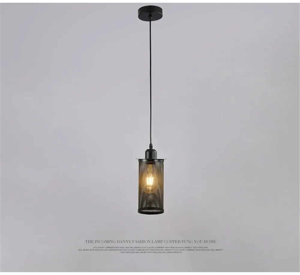 Retro Industrial LED Pendant Lamp Loft Decor Edison Vintage Single Head Hanging Light Dining Room Black Iron Home Lighting (11)
