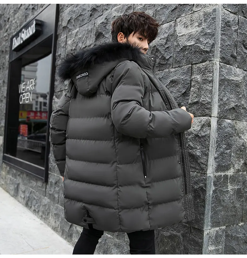 PViviYong зимнее высококачественное Мужское пальто с воротником и капюшоном, толстая длинная Мужская куртка, парка размера плюс L-8XL 1868