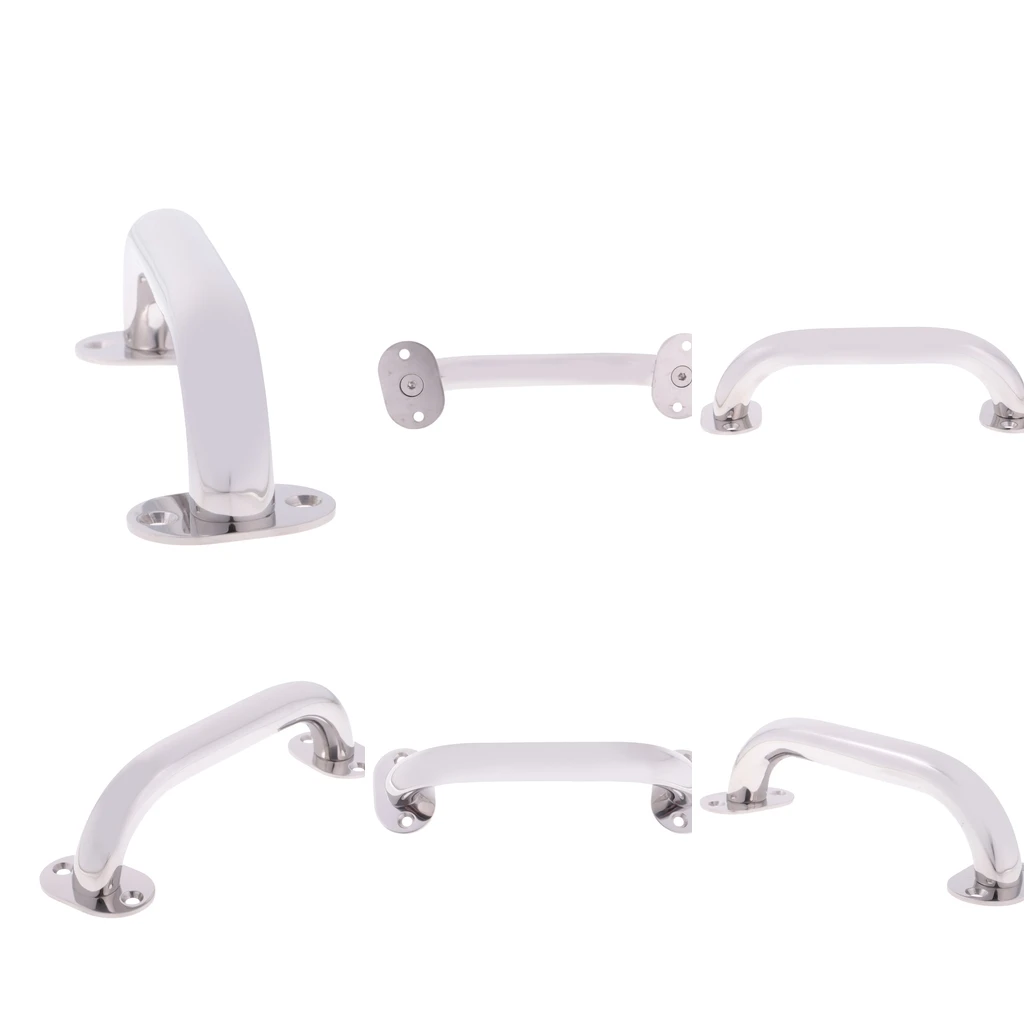 MagiDeal 6 x Polished Boat Round Handrail 9 Inch Grab Handle-Stainless Steel