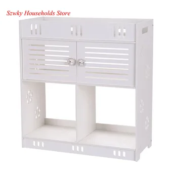 

40 * 18 * 43cm Non-Perforated PVC Bathroom Wash Cabinet with Three Layers and Two Doors