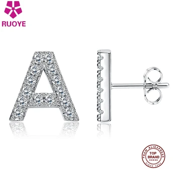 

1 Pieces Stud Earrings Zirconia Earring for Women Alphabet 26 Letters Girls Earrings Silver Color Jewelry New 2020
