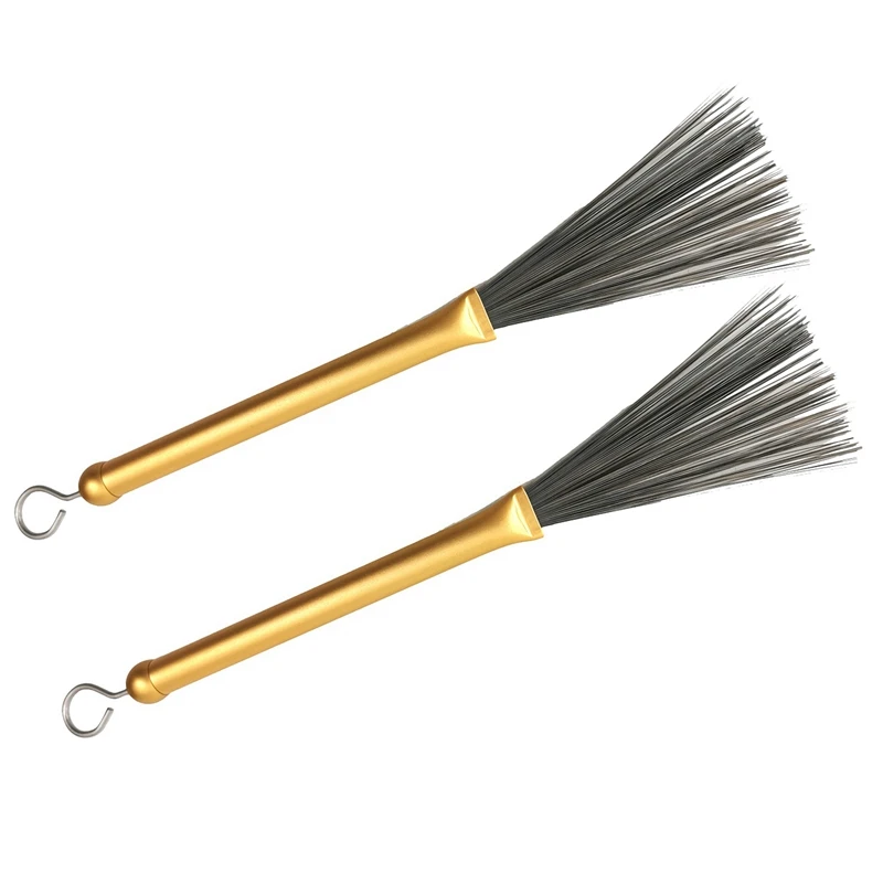 

ABUO-2PCS New Retractable Loop End Drum Brush Steel Wire Stick with Aluminum Alloy Handle for Jazz Drum Stick Musical Accessorie