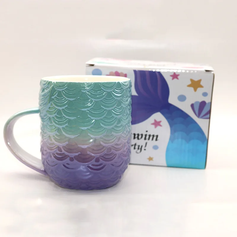 Beauty Mermaid handle large capacity tea milk cups and mugs creative fantasy tail Pearl glaze coffee mug drinkware | Дом и сад