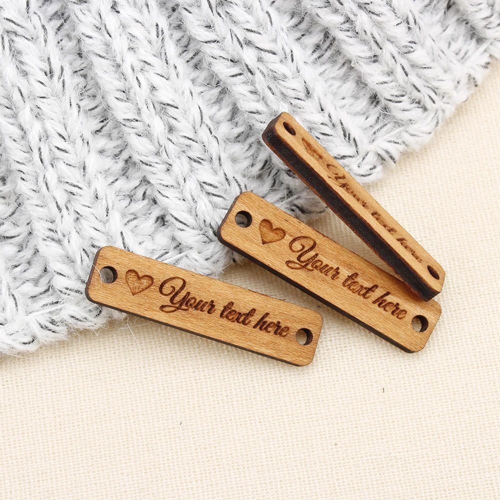 

Wooden labels, knit labels, Handmade, custom engraving, Logo or TextPersonalized Brand, Name Tags (WD3163)