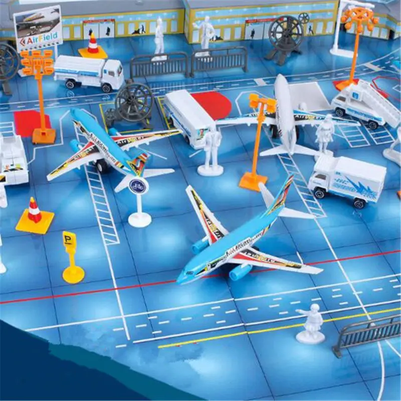 

New 200PCS Airport Assembled Toys Set Airplane Aircraft Models Transformation Toy for Children Gifts