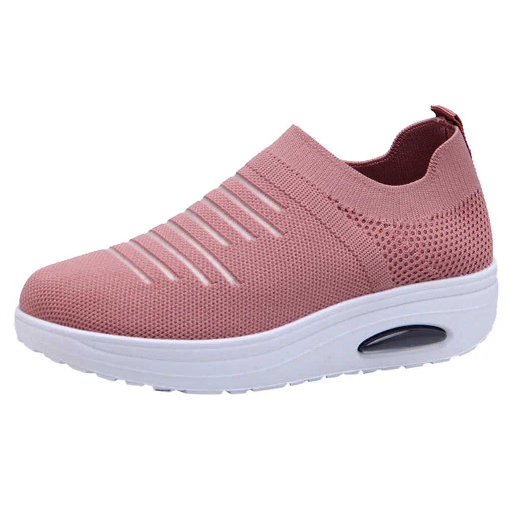 PK SAGACE Fashion Women Loafers Vulcanize Shoes Female Mesh Breathable Sneakers Shoe Ladies Slip On All Season Casual Shoes - Цвет: PK