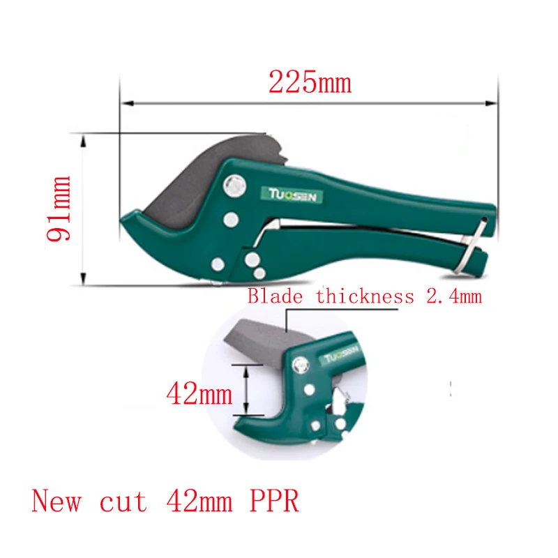 TUOSEN 42 мм/63 мм нож режущий трещотка водопроводная труба пластиковые трубки шланг резак PE ПВХ водопровод инструмент PPR Алюминиевые ножницы - Цвет: New cut 42mm PPR