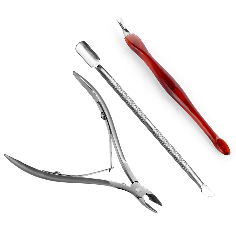

3pcs/Set Nail Polish Tools Nail Cuticle Nipper Tool Spoon Pusher Remover Cutter Clipper Scissors Trimmer Nail Art Manicure Tool