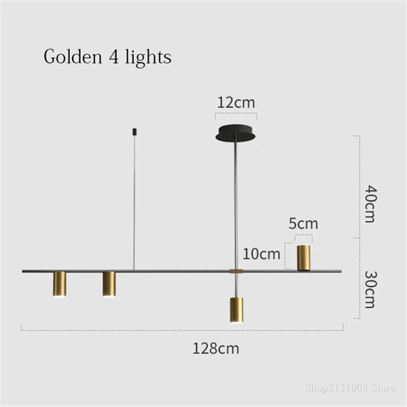 Gold or Black Simple Chandelier Modern LED lights Kitchen island Long Hanging Light Dining lustre Coffee Restaurant Pendant Lamp candle chandelier Chandeliers