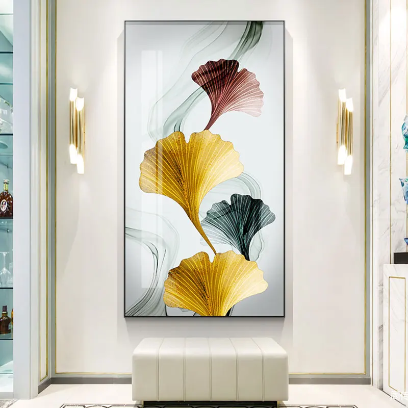 

Beautiful and Colorful Ginkgo Leaves Feathers Painting Fashion and High Quality Wall Pictures for Living Room Bedroom and Aisle