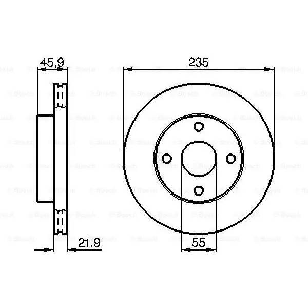 Диск тормозной передний Mazda 323 1.3-1.5 98 BOSCH 0986478787
