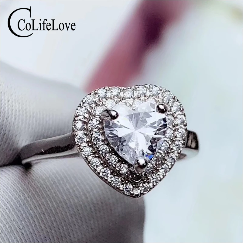 Ювелирные изделия colife 925 Серебряное кольцо для помолвки 1ct сердце разрезанный Муассанит серебряное кольцо подарок для девочки кольцо для повседневной носки