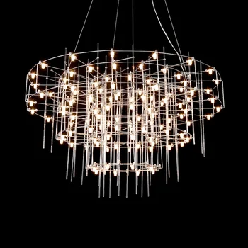 2021 New Postmodern Designer All Over The Sky Star Firefly Chandelier Living Room Duplex Villa Exhibition Hall Cube Light 2