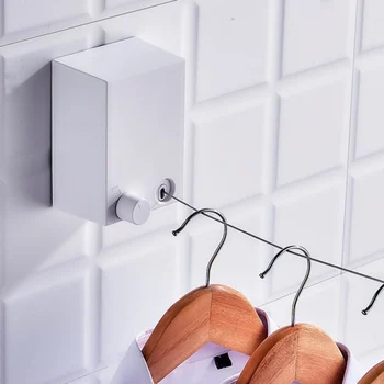 

Indoor Outdoor Retractable Laundry Clothesline Wall Hanging Stretch Invisible Wire Rope Shrinking Clothes Rack