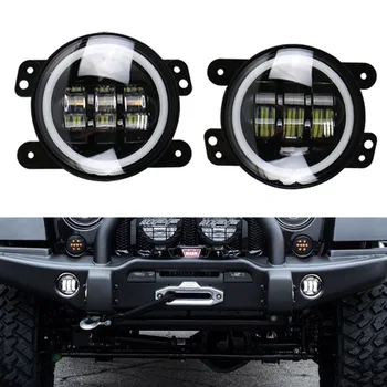 

4-Inch Car Led White Light Anti-Fog Lamp 30W High Quality Fog Lamp with Angel Eye