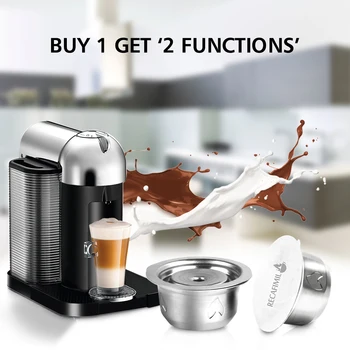 

Milk Reusable Coffee Capsule Filters For Nespresso Vertuo Vertuoline & Delonghi Refillable Stainless Steel Coffee Pod