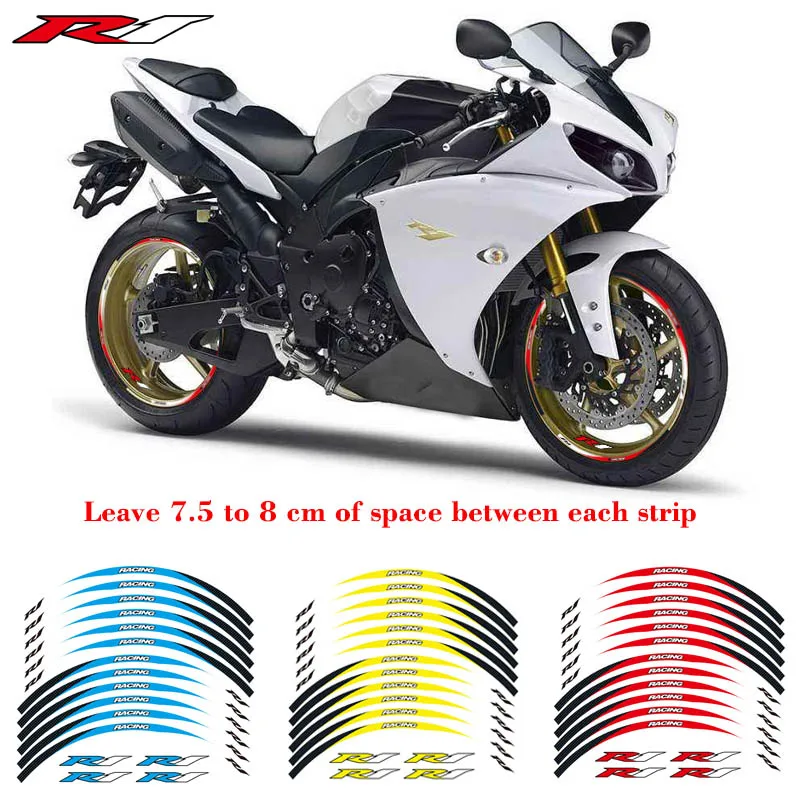 

12 шт., светоотражающие полосы для мотоциклетных колес Yamaha YZF R1