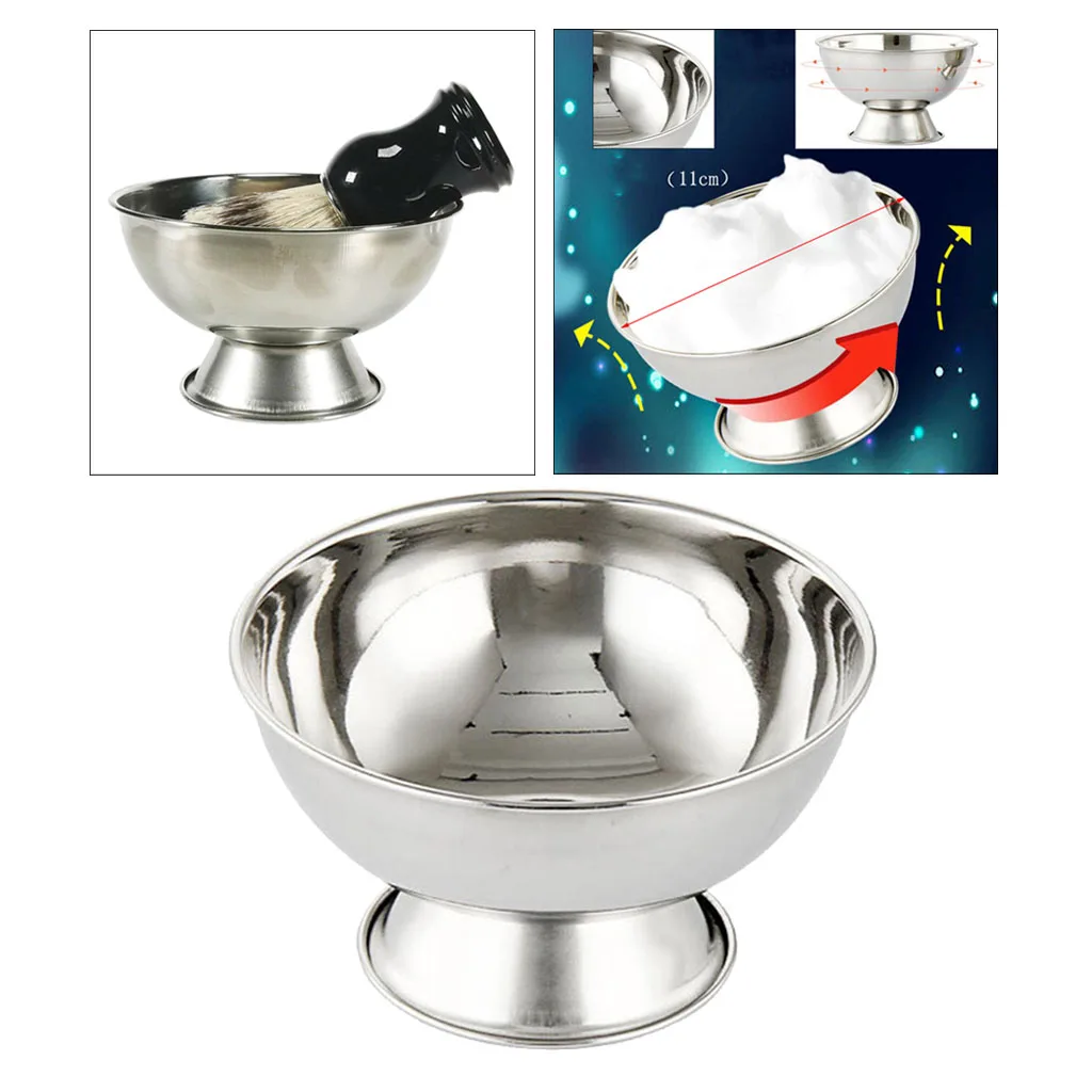 Shaving Soap Bowl, Portable Stainless Steel Large & Deep Spill-Proof Shaving Soap Cream Mug Bowl with Enhanced Stand Base