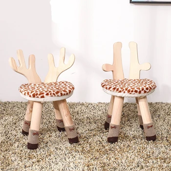 

Solid Wood Children's Stool Cartoon-shaped Stool Little Deer's Stool Lovely Baby's Chair Household Nordic Low Stool