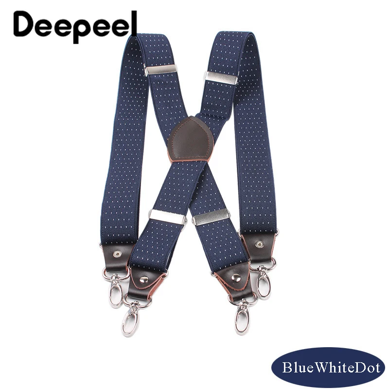Deepeel 1 шт. 3,5 см* 120 см унисекс для взрослых 4 зажим крюк подтяжки X Тип дикий Sanp подтяжки без застежек костюм брюки регулируемый ремень