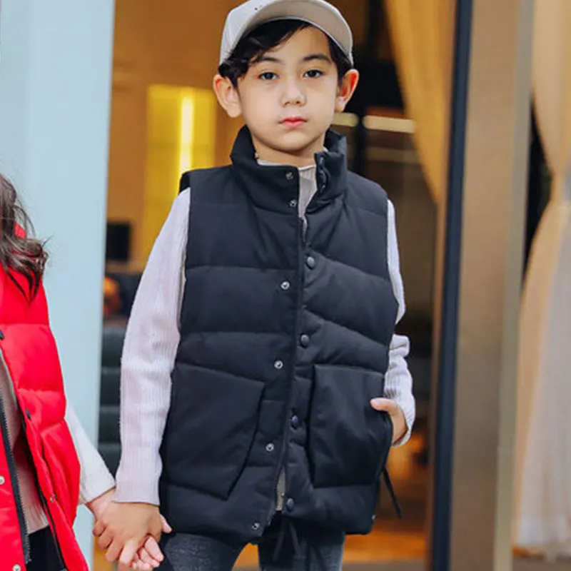 Winter Down Vest Children's Clothing Autumn and Winter New Children's Down Vest Boy Winter Vest Girl Winter Coats - Цвет: Черный