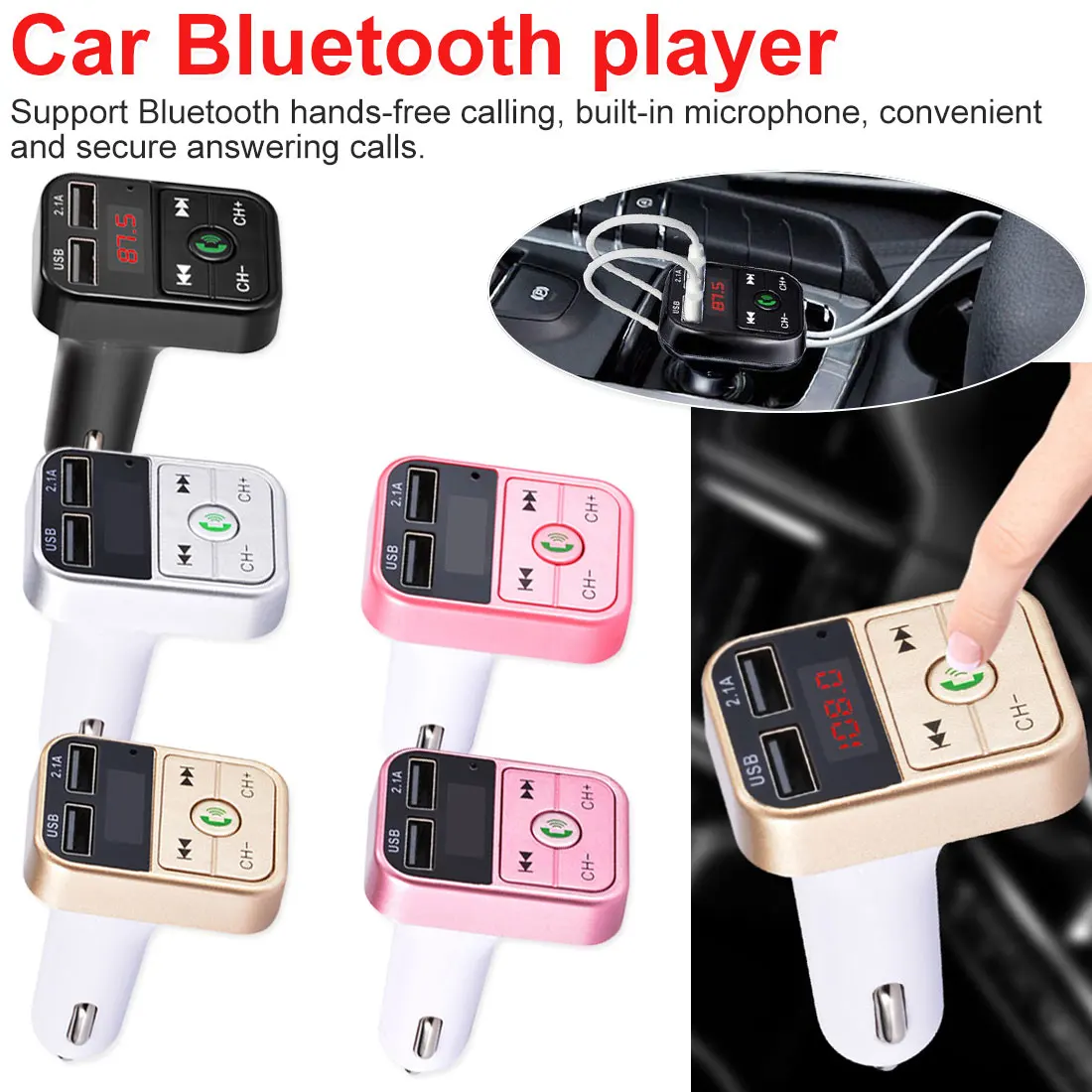 Автомобильный Bluetooth fm-передатчик беспроводной приемник громкой связи авто светодиодный MP3-плеер 2.1A двойной USB быстрое зарядное устройство автомобильные аксессуары