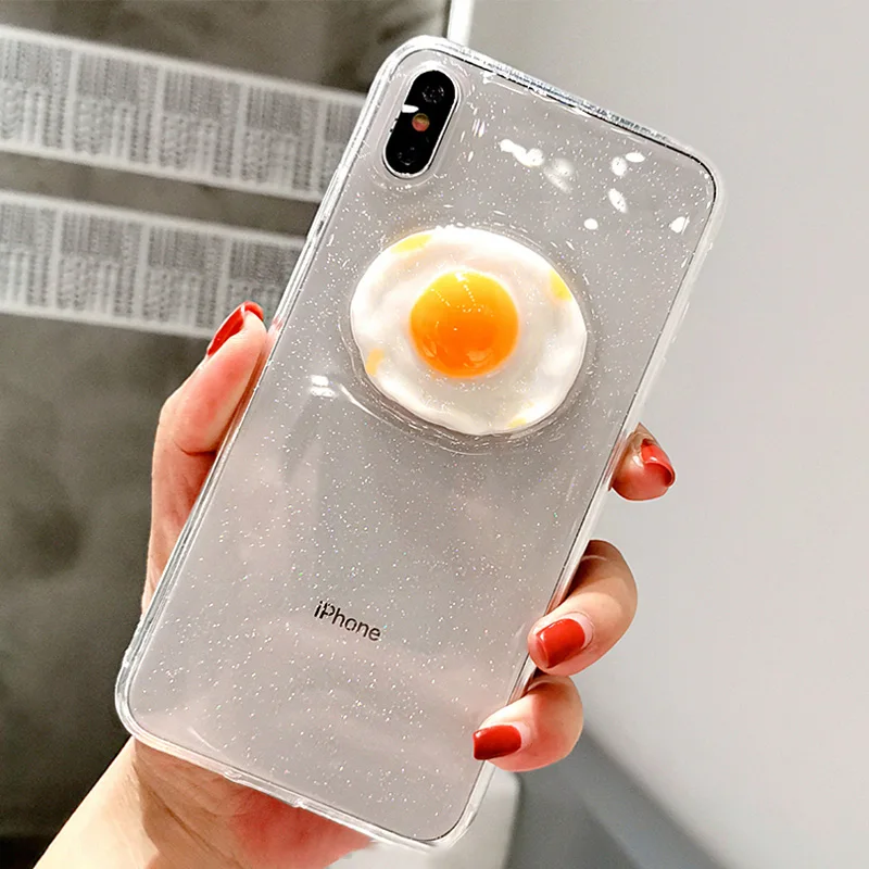 3D жареное яйцо для iphone 11 pro max xs xr x прозрачные чехлы телефонов 8 6 6s 7 plus SE 2020 Мягкий