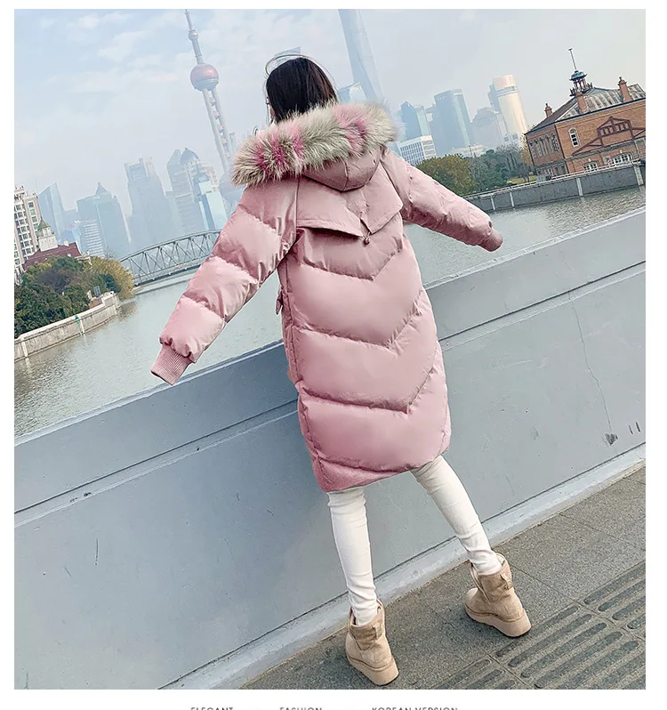 Heydress теплый длинный пуховик модный Свободный утепленный большой меховой воротник зимний женский пуховик с капюшоном пуховик верхняя одежда