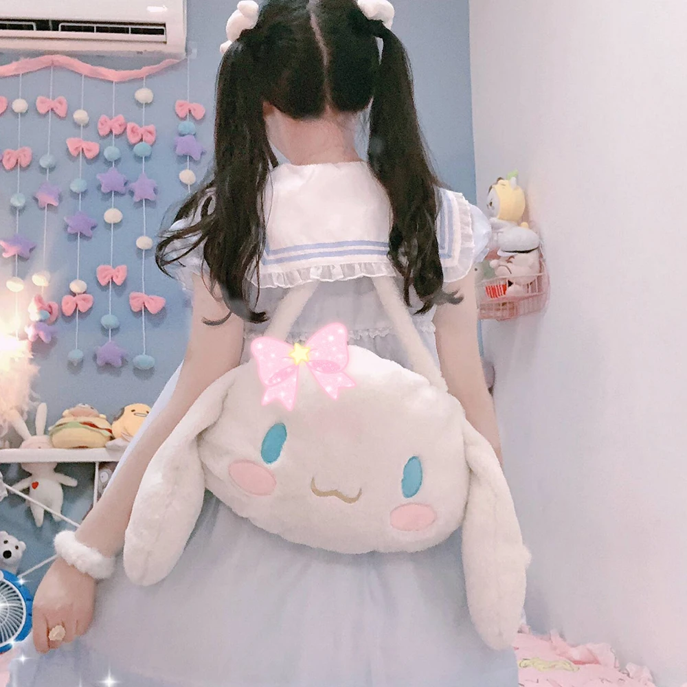 Japanese Lolita Cute Cinnamoroll Backpack Shoulder Bag Messenger bag Korean Soft Sister Plush Large Capacity Handbag Cosplay |