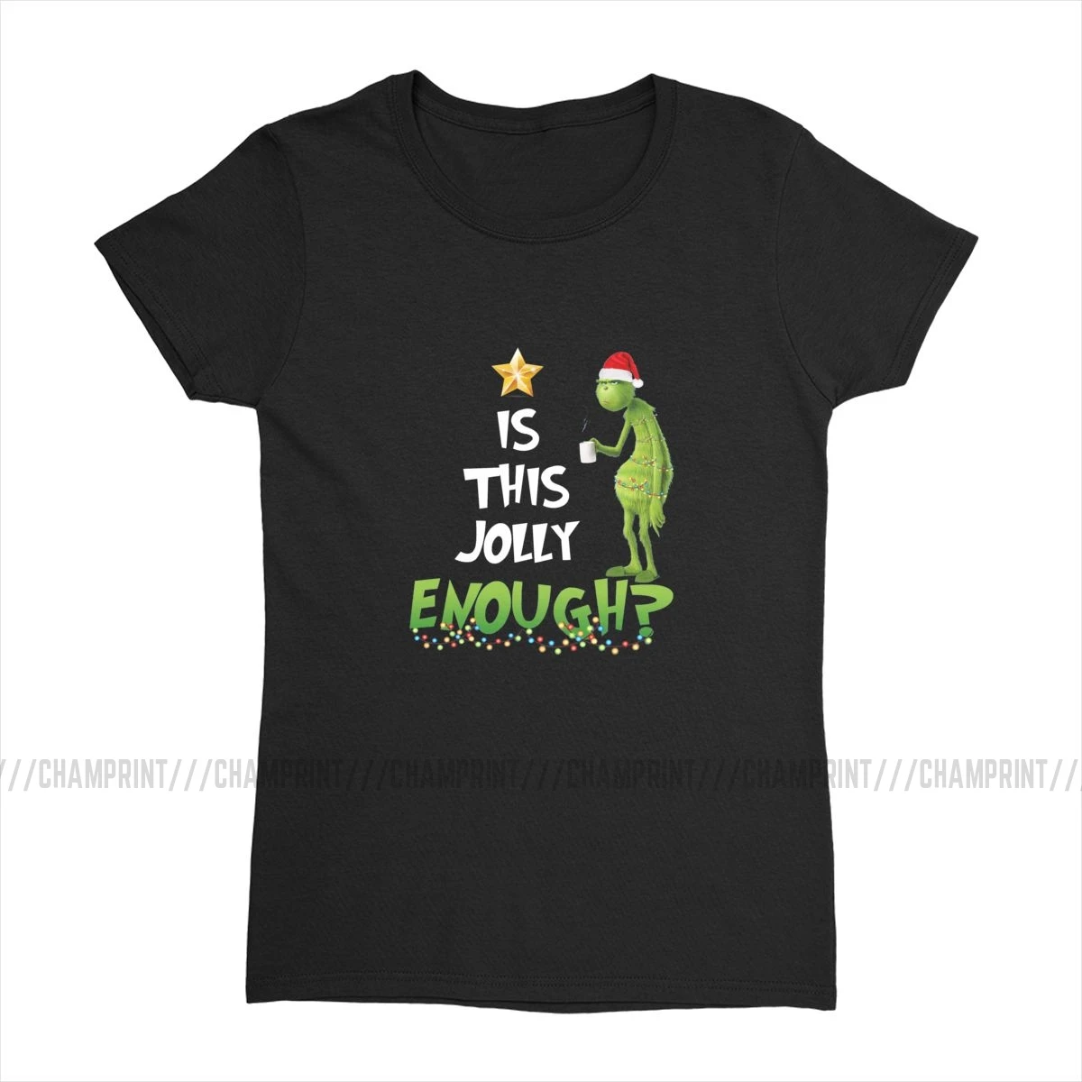 Grinch Is This Jolly достаточно Рождественская женская футболка, футболка, Топы, милая хлопковая футболка для женщин, готическая одежда, графический Рисунок