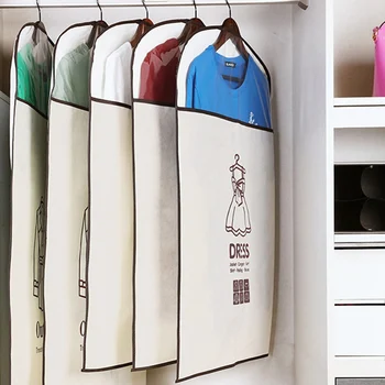 

1Pcs Clothing Dustproof Hanger Dust Cover Coat Clothes Garment Suit Cover Storage Bags Nonwoven Fabric Dust cover Hanging Bag