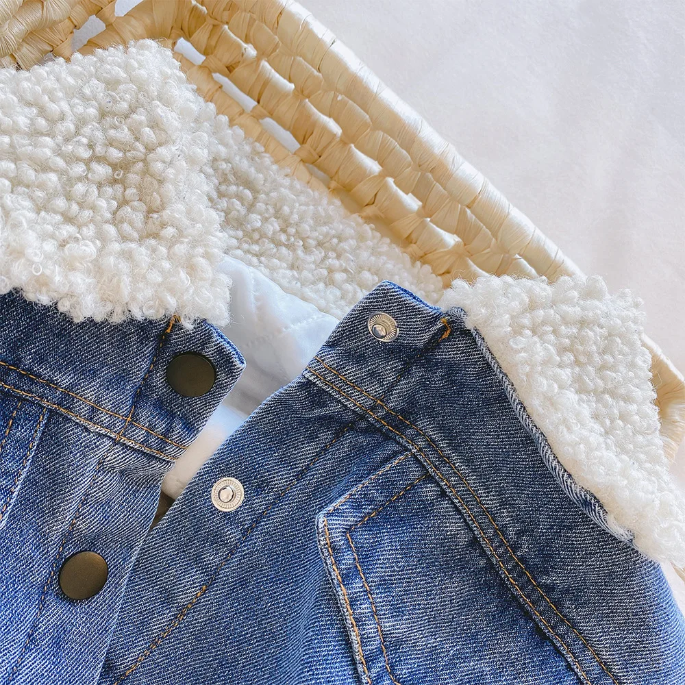 New Spring Winter Kids Denim Jacket Baby Boys Girls Warm Coat Fashion Children Outerwear Toddler Baby Clothes