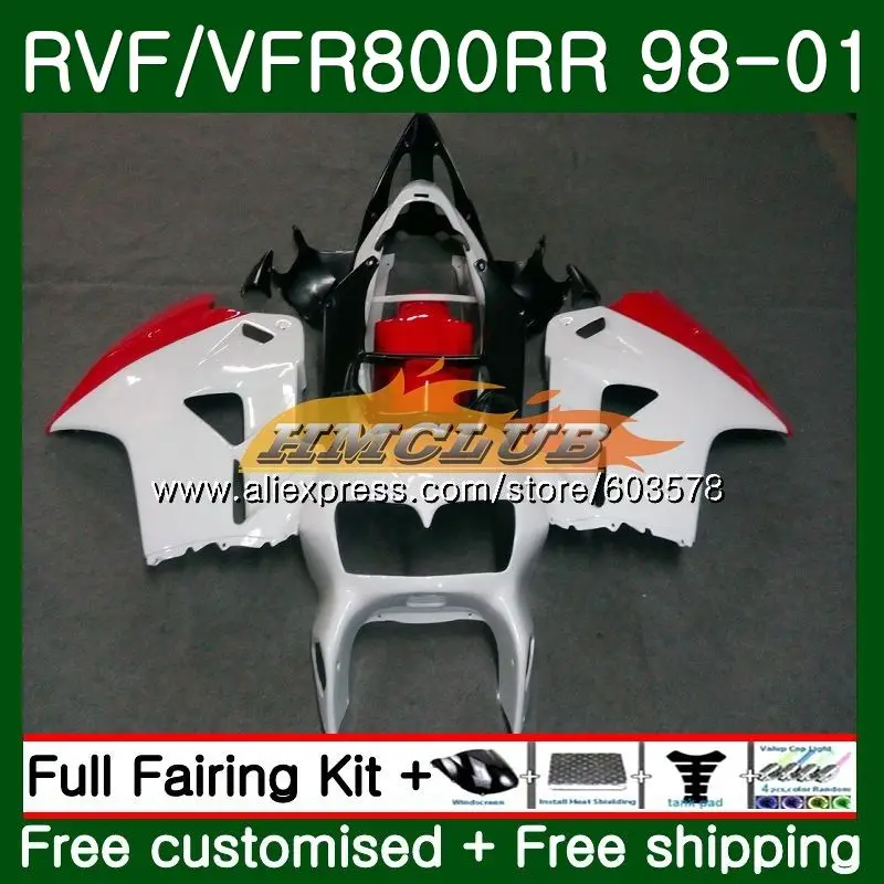 Корпус для HONDA перехватчик VFR800R VFR800RR 1998 1999 2000 2001 87CL. 38 ПВП 800RR 800 RR VFR800 98 99 00 01 обтекатель, цвет красный, белый - Цвет: No. 1