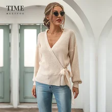 

Fashion Cardigans Slim Belt Sweaters Women Autumn Winter Bow Knitted Sweater Tops Sexy Outerwear Women Lightweight Cute