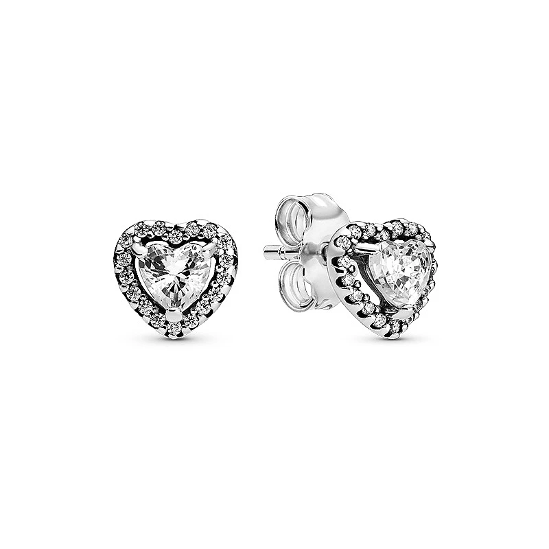 Shining Elevated Heart Stud Earrings Simple Temperament Zircon for Woman Girls Wedding Jewelry Gift | Украшения и аксессуары