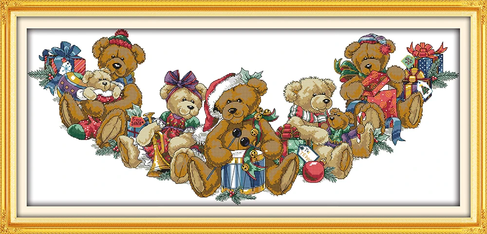 Швейная машина Добро пожаловать карты вышивки крестом Печать на холсте 14CT 11CT рождественские медведи рукоделие платье Золушки Наборы для вышивания