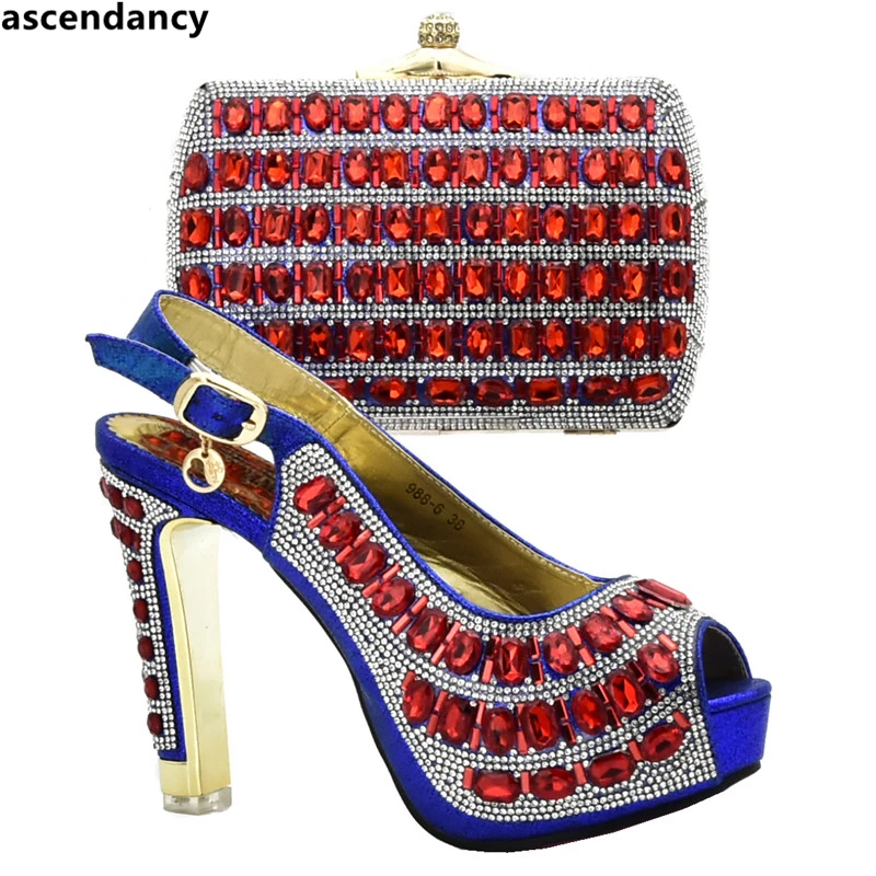 

Latest Italian Ladies Shoes and Bags To Match Set Decorated with Rhinestone Women Shoes and Bags To Match Set Sale Party Pumps