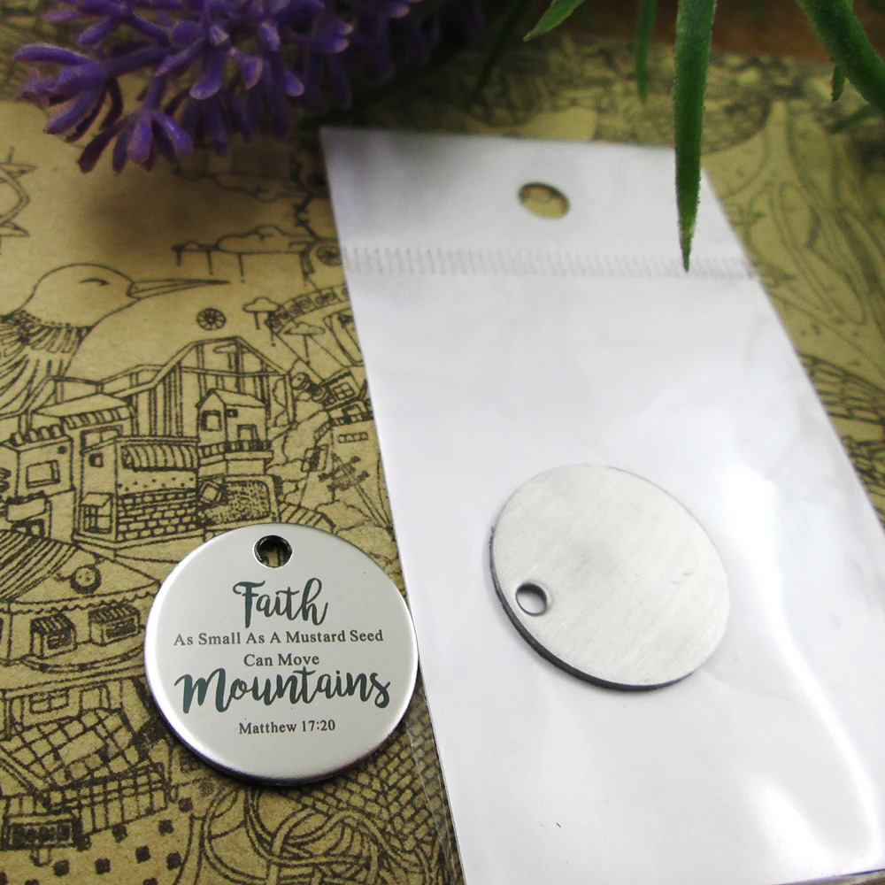 10 шт &quotВера такая маленькая как семена горчицы...&quot амулеты из нержавеющей стали