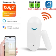Sensor de ventana y puerta inteligente Tuya, detectores abiertos/cerrados, alarma de Casa WiFi independiente, Compatible con Alexa, Google Home, Tuya APP