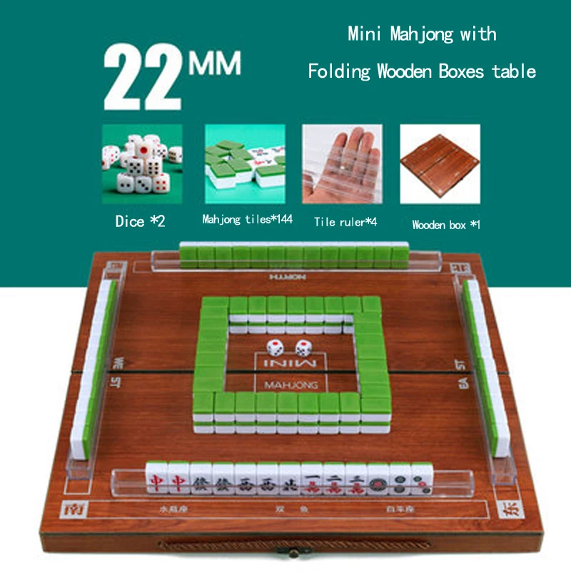 

Hot Mini Mahjong Portable Folding Wooden Boxes Majiang Set Table Game Mah-jong Travel Travelling Board Game Indoor Entertainment